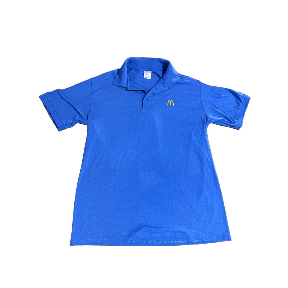 McDONALDS Fast Food Employee Uniform Polo Shirt Blue Size M Medium